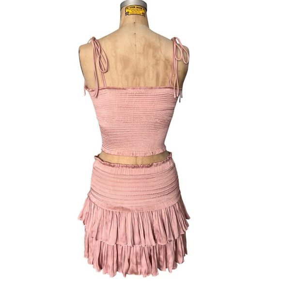 RESET Pink Smocked Crop Top & Ruffle Skirt Set Size S - Picture 5 of 7